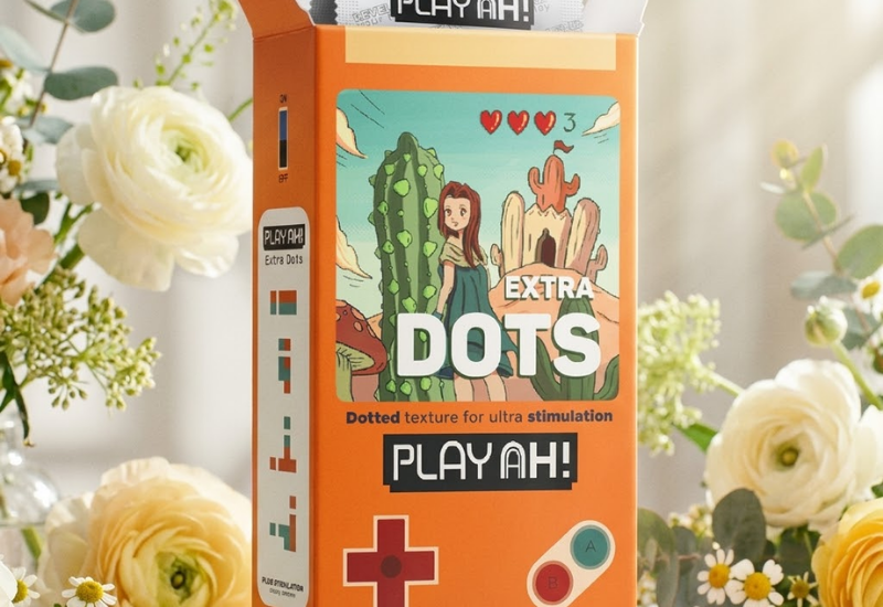Bao cao su PlayAh Extra Dots gân gai chấm nổi 3D (Hộp 10 bao)
