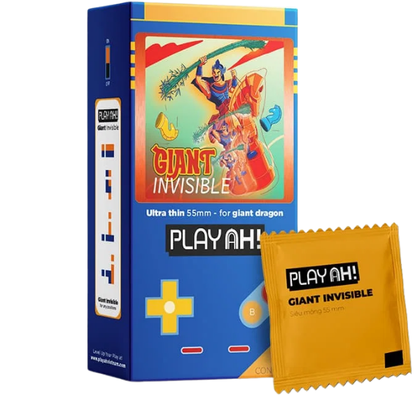 Bao cao su PlayAh Giant Invisible size lớn 55mm (Hộp 10 bao)