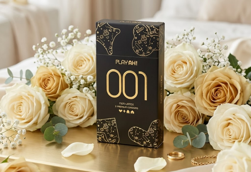 Bao cao su PlayAh Non-Latex 001 siêu mỏng không chứa latex khay ButterCup (Hộp 3 bao)