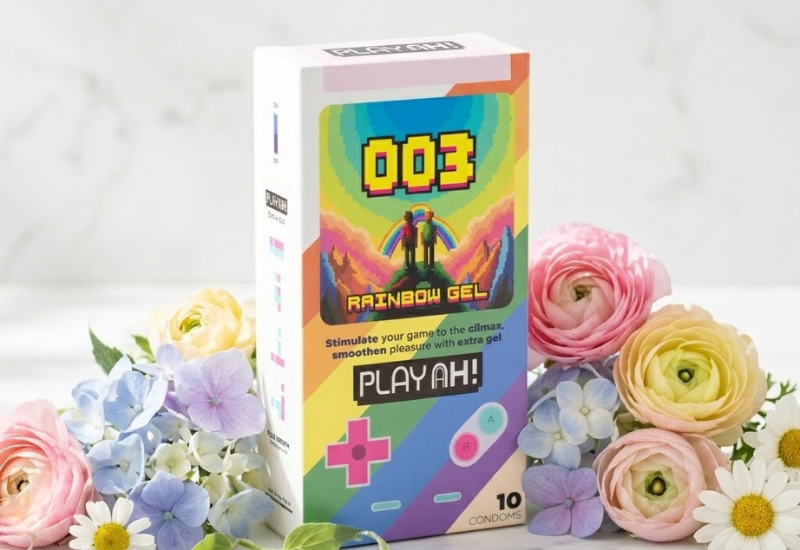 Bao cao su PlayAh Rainbow Gel 003 siêu mỏng nhiều gel bôi trơn khay ButterCup (Hộp 10 bao)