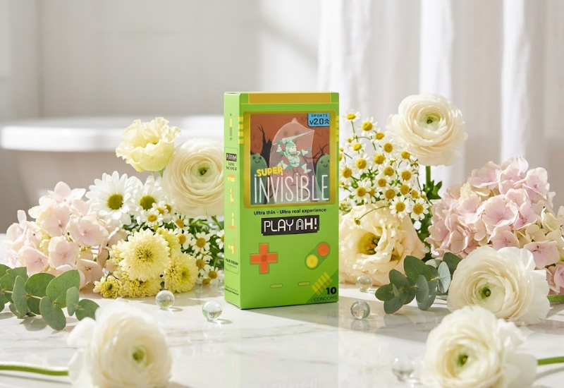 Bao cao su PlayAh Super Invisible siêu mỏng truyền nhiệt tốt (Hộp 10 bao)