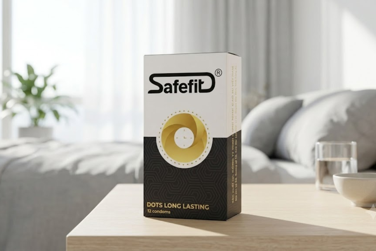 Bao cao su Safefit Dots Long Lasting S52 được thiết kế theo hướng tăng kích thích nhờ bề mặt có gân và gai nổi
