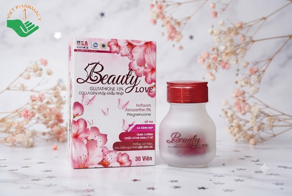 Beauty Love hỗ trợ làm da sáng đẹp, bổ sung các chất chống oxy hóa, làm chậm quá trình lão hóa da (Hộp 30 viên)
