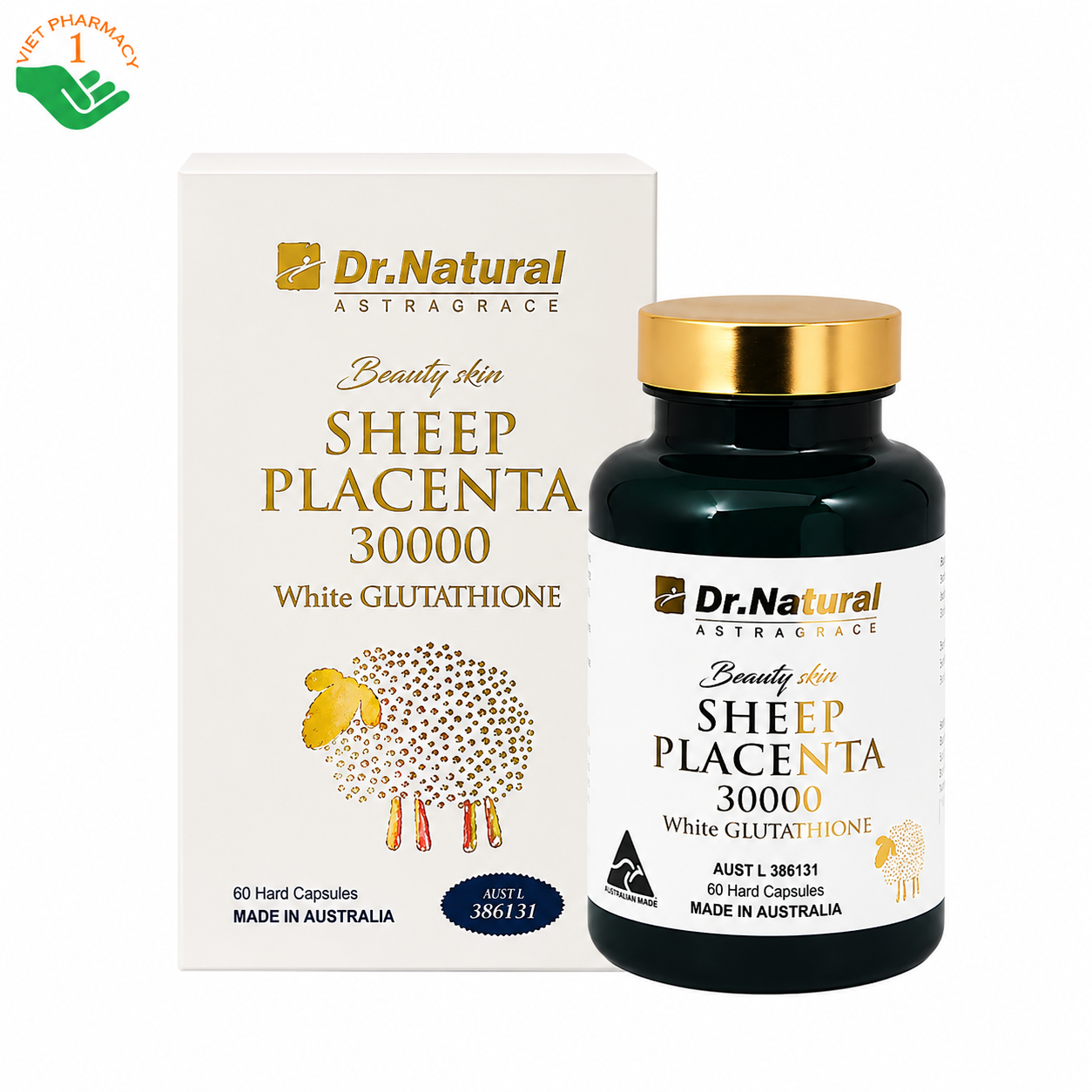 Beauty Skin Sheep Placenta 30000 White Glutathione hỗ trợ làm trắng da, ngăn ngừa lão hóa da (Hộp 60 viên)