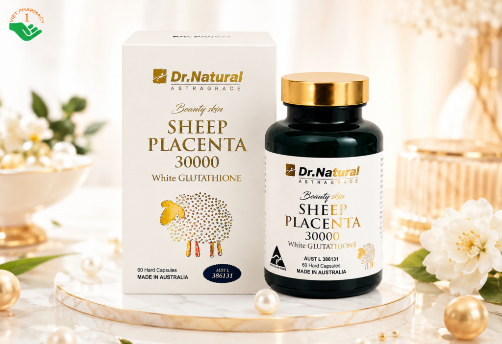 Beauty Skin Sheep Placenta 30000 White Glutathione hỗ trợ làm trắng da, ngăn ngừa lão hóa da (Hộp 60 viên)