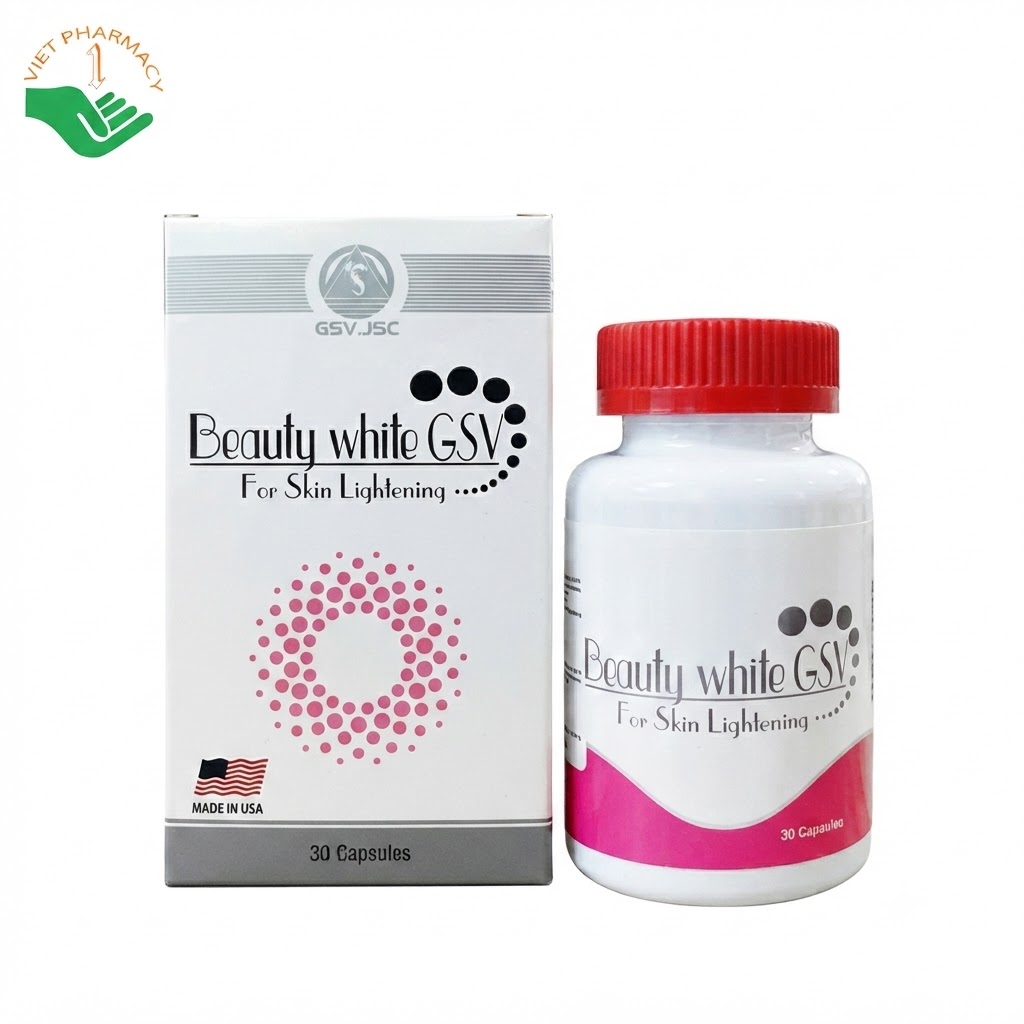 Beauty White GSV hỗ trợ làm mờ thâm nám, chống lão hóa, làm sáng đẹp da (Hộp 30 viên)