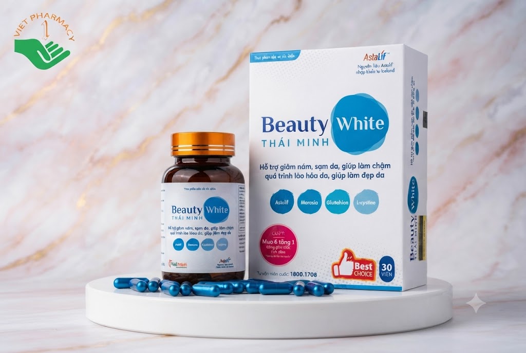 Beauty White Thái Minh hỗ trợ chống oxy hóa, giảm nám, làm đẹp da (Hộp 30 viên)