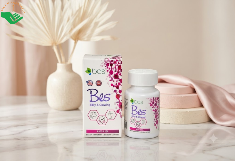 Bes Silky & Glowing Vita of America Corp làm chậm quá trình lão hóa, hỗ trợ mờ nám, tàn nhang (Hộp 60 viên)