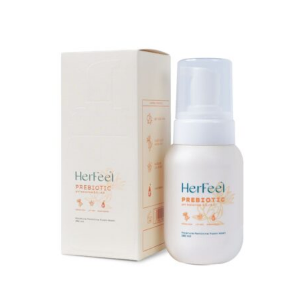 Bọt vệ sinh phụ nữ Her Feel Prebiotic Rose giúp làm sạch dịu nhẹ, cân bằng pH và tạo cảm giác mát lạnh (Chai 150ml)