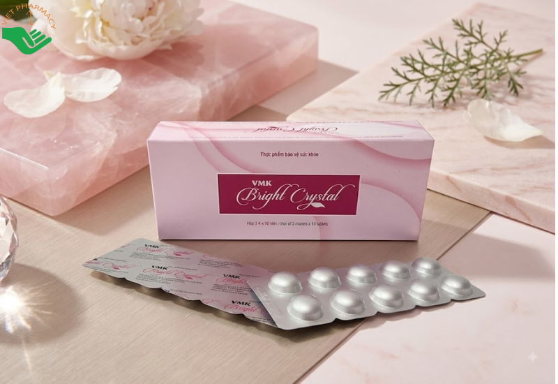 Bright Crystal VMK hỗ trợ chống oxy hóa, giúp da trắng sáng (Hộp 3 vỉ x 10 viên)