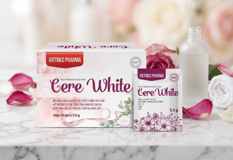 Cere White Vietmec làm chậm quá trình lão hóa da, giúp da sáng mịn (Hộp 20 gói)