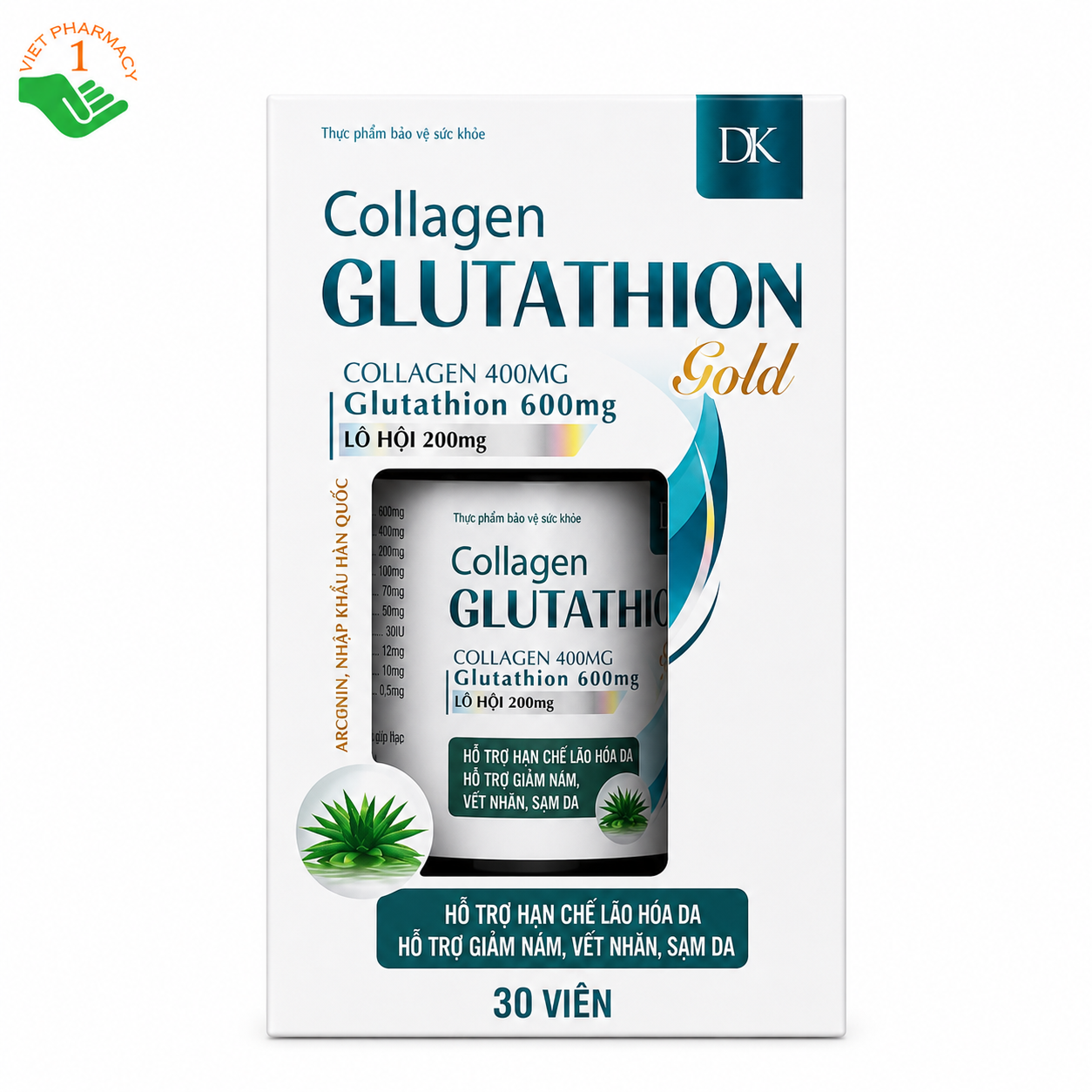 Collagen Glutathion Gold hỗ trợ chống oxy hóa, chống lão hóa da (Hộp 30 viên)