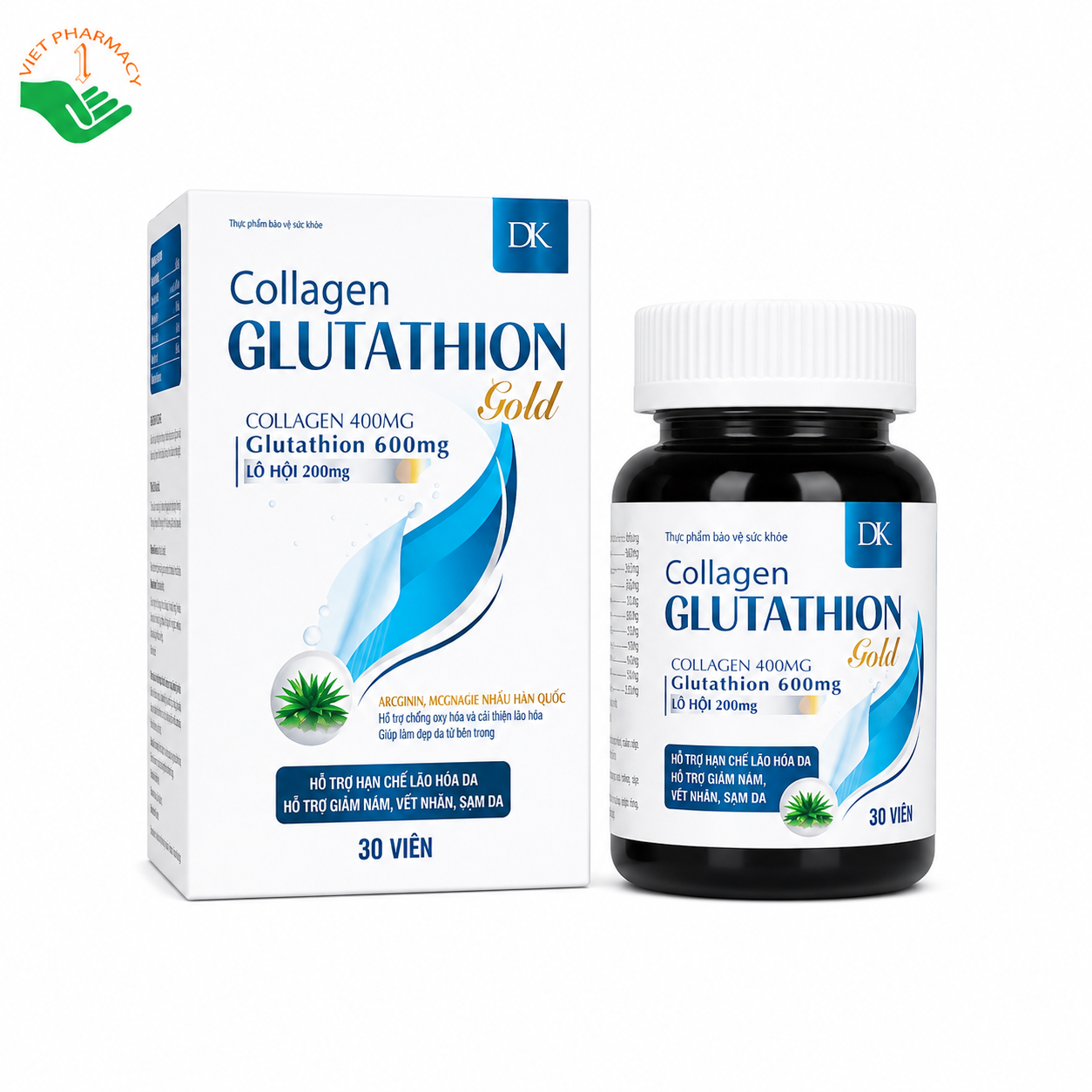 Collagen Glutathion Gold hỗ trợ chống oxy hóa, chống lão hóa da (Hộp 30 viên)
