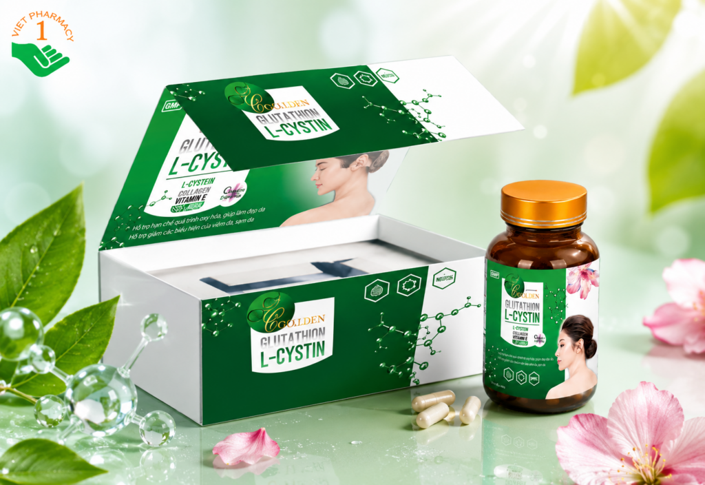 Collagen Glutathion L-Cystin hỗ trợ tăng độ ẩm, giúp da mịn màng, tráng sáng (Hộp 30 viên)