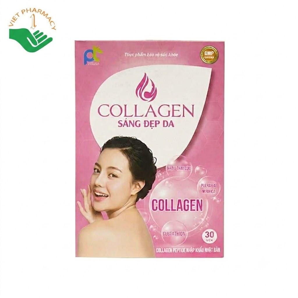Collagen Sáng Đẹp Da PAT hỗ trợ chống oxy hoá, bảo vệ da, ngăn ngừa lão hoá da, hỗ trợ dưỡng sáng và làm đều màu da (Hộp 30 viên)