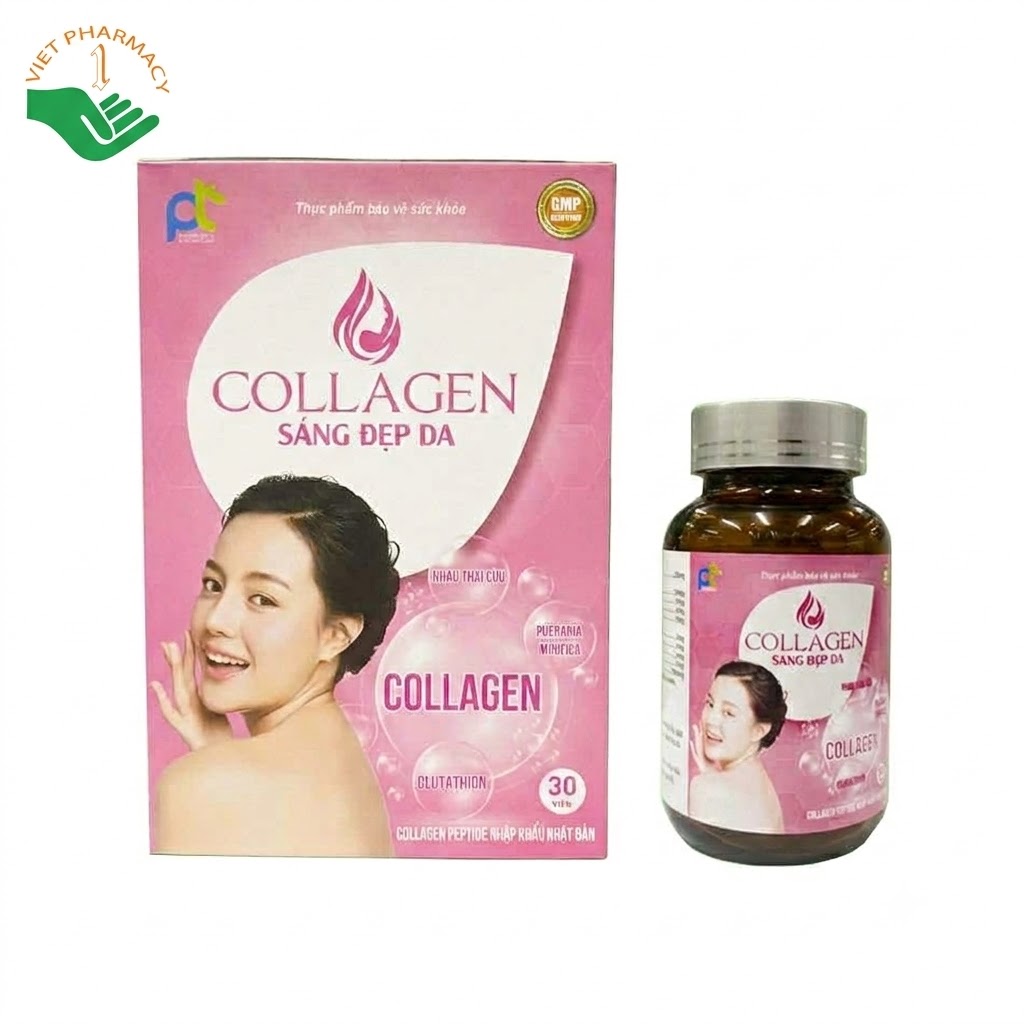 Collagen Sáng Đẹp Da PAT hỗ trợ chống oxy hoá, bảo vệ da, ngăn ngừa lão hoá da, hỗ trợ dưỡng sáng và làm đều màu da (Hộp 30 viên)