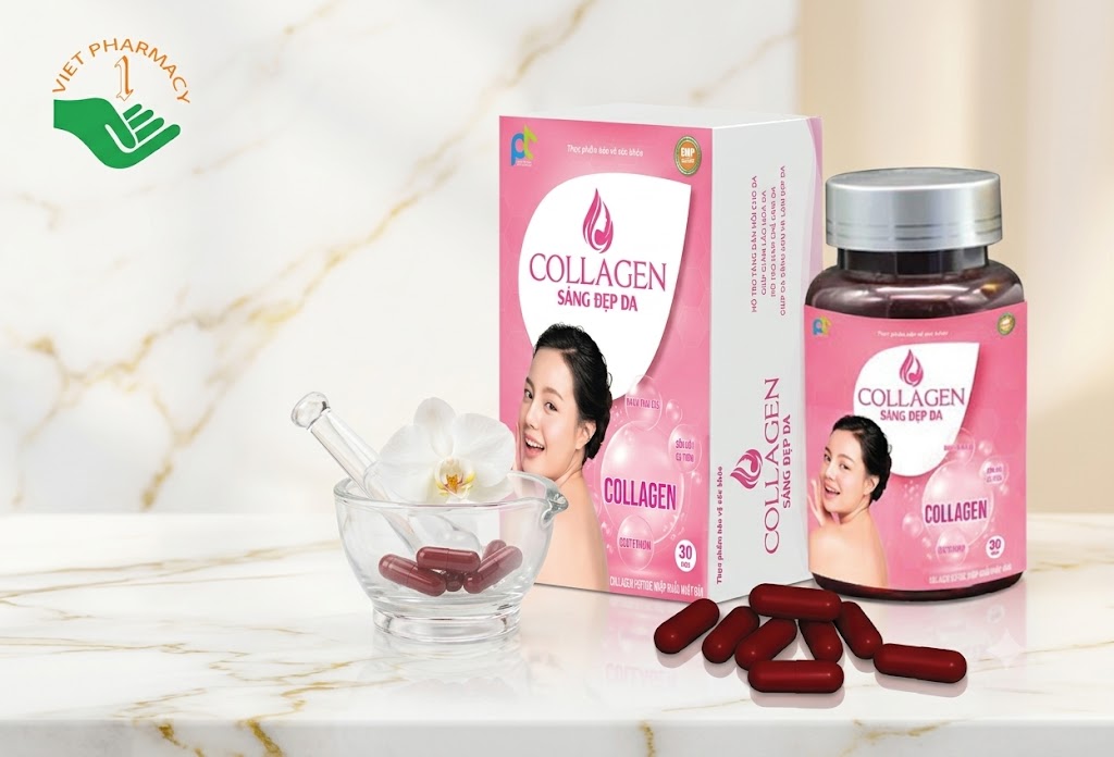 Collagen Sáng Đẹp Da PAT hỗ trợ chống oxy hoá, bảo vệ da, ngăn ngừa lão hoá da, hỗ trợ dưỡng sáng và làm đều màu da (Hộp 30 viên)