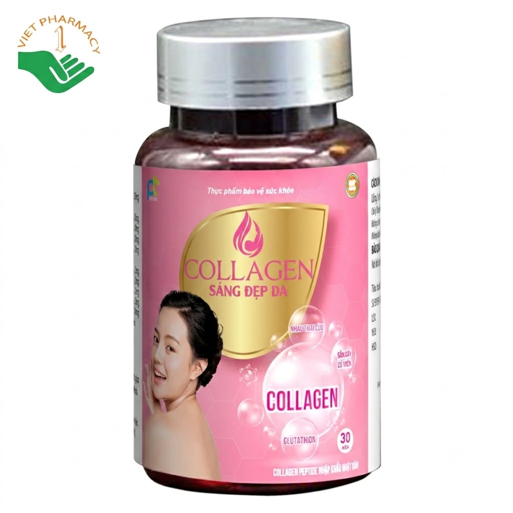 Collagen Sáng Đẹp Da PAT hỗ trợ chống oxy hoá, bảo vệ da, ngăn ngừa lão hoá da, hỗ trợ dưỡng sáng và làm đều màu da (Hộp 30 viên)