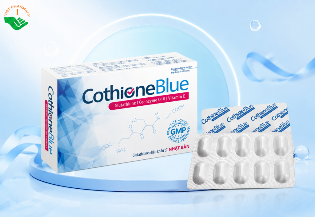 Cothione Blue hỗ trợ chống oxy hóa, tăng cường chức năng gan, giải độc gan, hỗ trợ làm đẹp sáng da (Hộp 3 vỉ x 10 viên)
