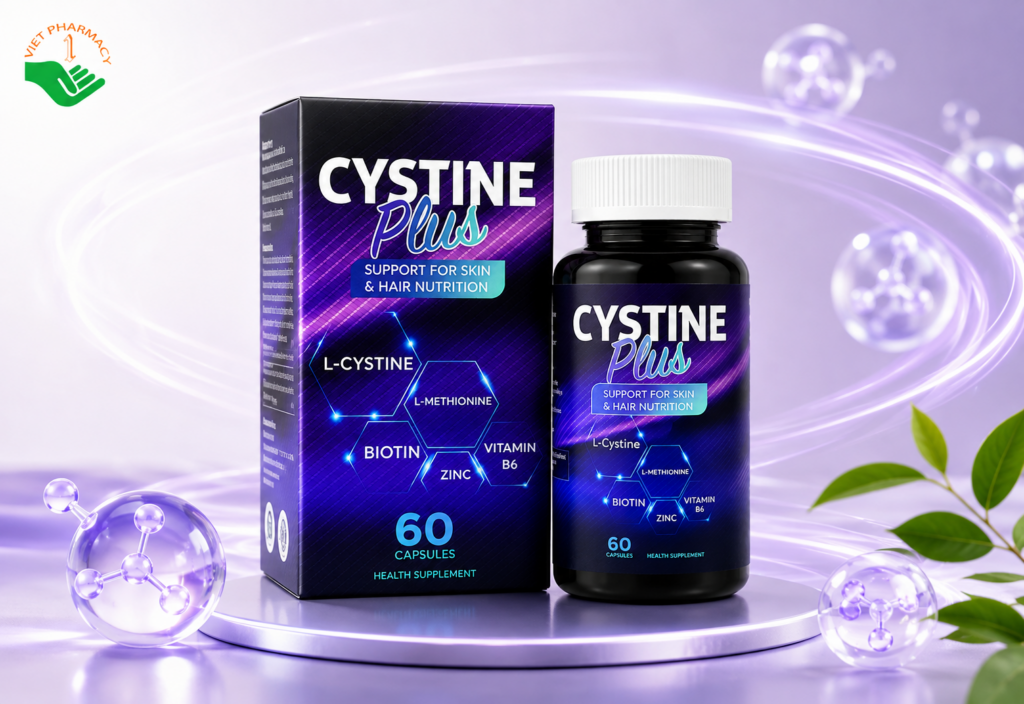 Cystine Plus Arnet Pharmaceutical hỗ trợ giảm bã nhờn, mờ nám, giảm gẫy rụng tóc (Hộp 60 viên) 