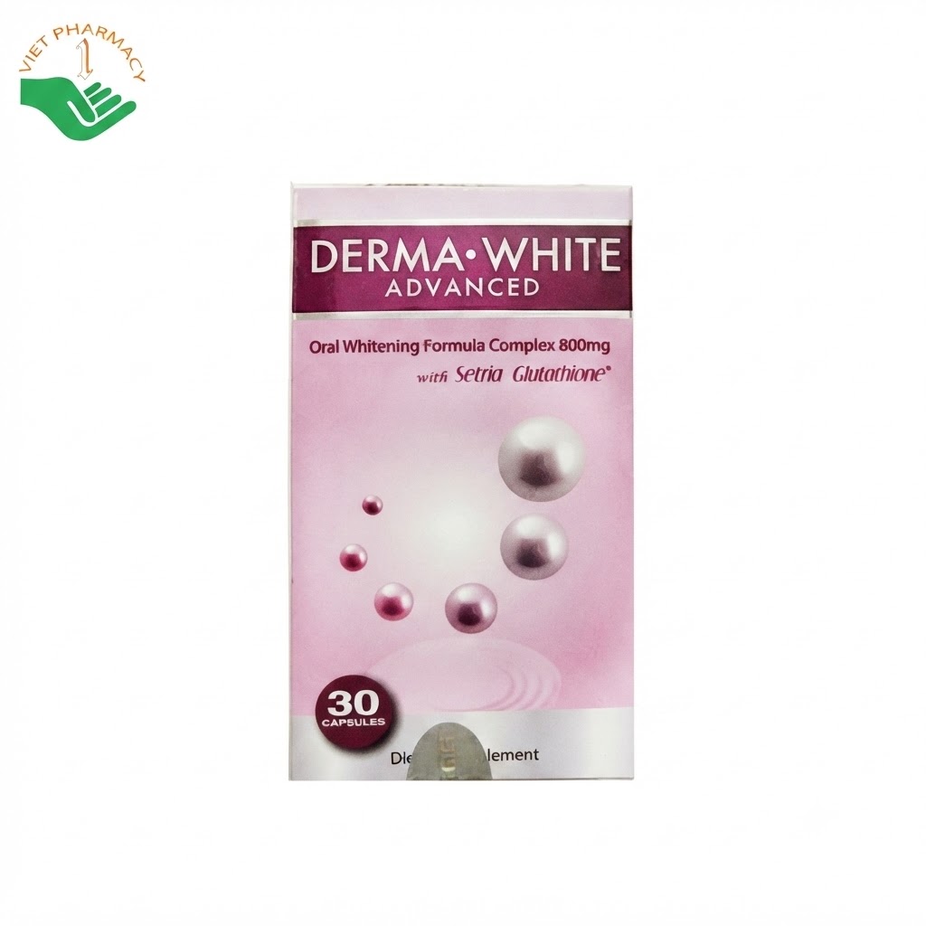 Derma White Advanced hỗ trợ chống oxy hoá, giúp làm sáng da, giảm tình trạng lão hoá (Hộp 30 viên)