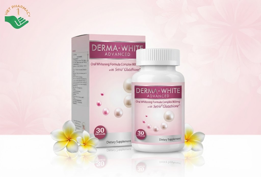 Derma White Advanced hỗ trợ chống oxy hoá, giúp làm sáng da, giảm tình trạng lão hoá (Hộp 30 viên)