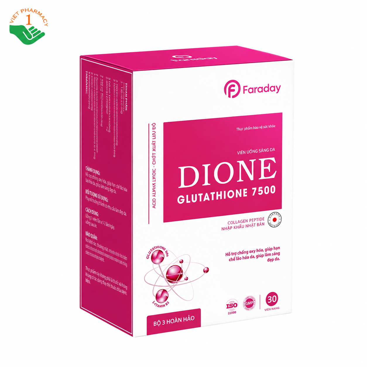 Dione FARADAY hỗ trợ hạn chế lão hóa da, cấp ẩm, sáng da (Hộp 30 viên)