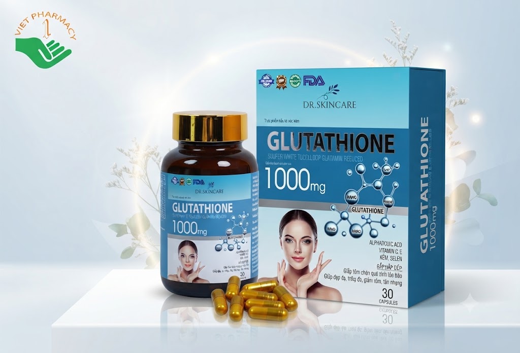 Dr.Skincare Glutathione 1000mg hỗ trợ làm chậm quá trình lão hóa, làm đẹp da và tăng cường sức đề kháng (Hộp 30 viên)