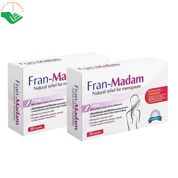 Fran – Madam Lustrel Laboratoires hỗ trợ cải thiện tình trạng suy giảm nội tiết tố nữ (Hộp 30 viên)