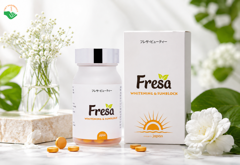 Fresa Whitening & Sunblock Hebora hỗ trợ chống lão hóa, làm trắng sáng da (Hộp 60 viên)