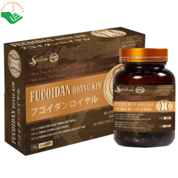 Fucoidan Hoàng Kim hỗ trợ tăng cường khả năng miễn dịch, giúp nâng cao sức đề kháng (Hộp 2 lọ x 30 Viên)