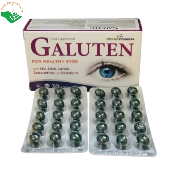Galuten Phytopharma tăng cường thị lực, giảm cảm giác mỏi mắt, mờ mắt, khô mắt (Hộp 3 vỉ x 10 viên)).)