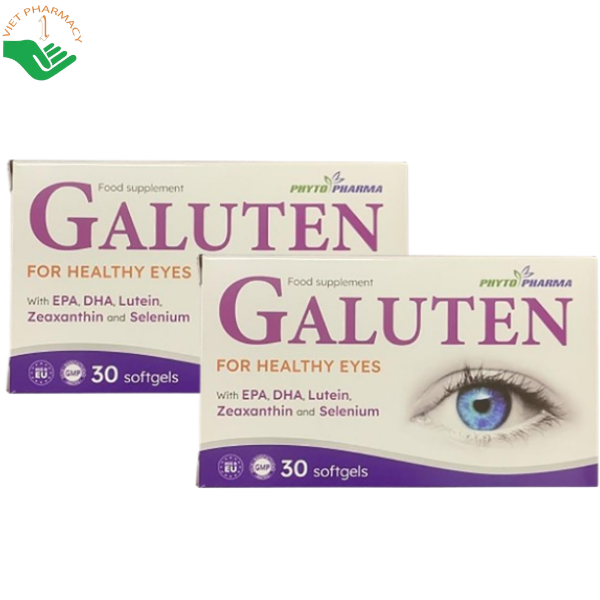 Galuten Phytopharma tăng cường thị lực, giảm cảm giác mỏi mắt, mờ mắt, khô mắt (Hộp 3 vỉ x 10 viên)).)