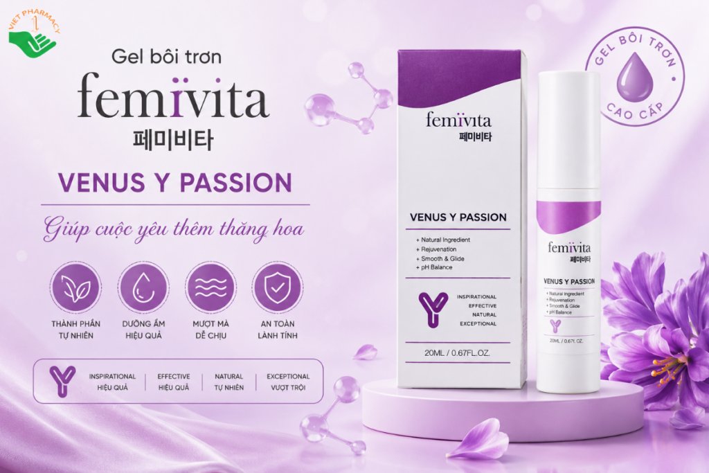 Gel bôi trơn Venus Y Passion Femivita giảm khô rát và chăm sóc vùng kín (Lọ 20ml)