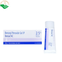 Gel trị mụn Benzoyl Peroxide IP 2.5% Benzac AC Galderma hỗ trợ giảm mụn và kiểm soát dầu (Tuýp 30g)