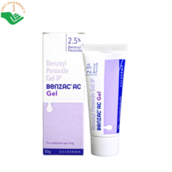 Gel trị mụn Benzoyl Peroxide IP 2.5% Benzac AC Galderma hỗ trợ giảm mụn và kiểm soát dầu (Tuýp 30g)