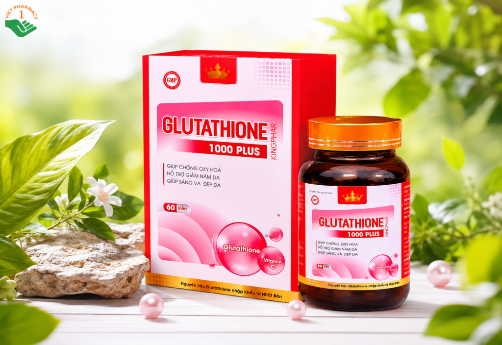 Glutathione 1000 Plus Kingphar hỗ trợ làm sáng da, chống oxy hóa (Hộp 60 viên)