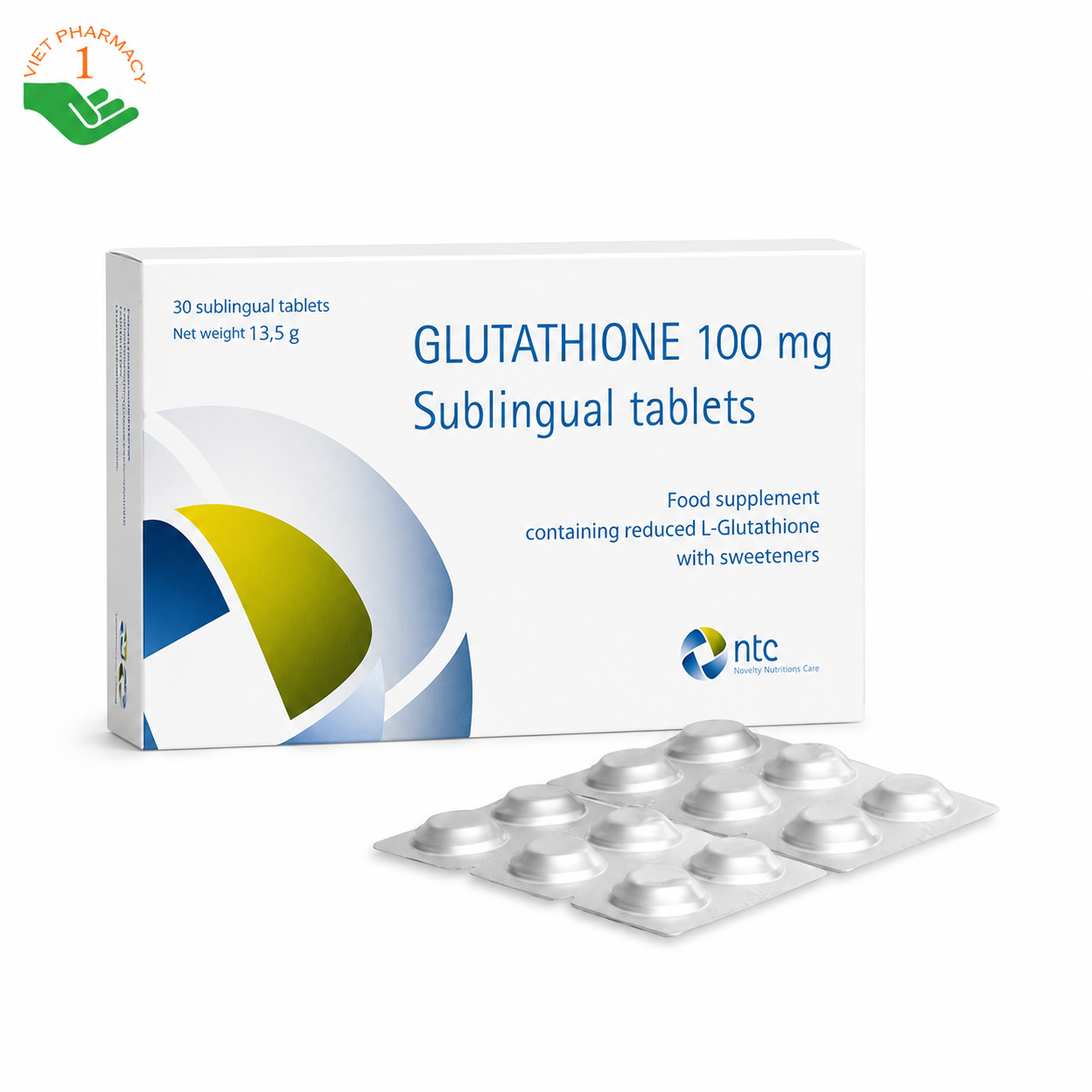 Glutathione 100mg Sublingual Tablets hỗ trợ làm sáng da, chống oxy hóa (Hộp 5 vỉ x 6 viên)