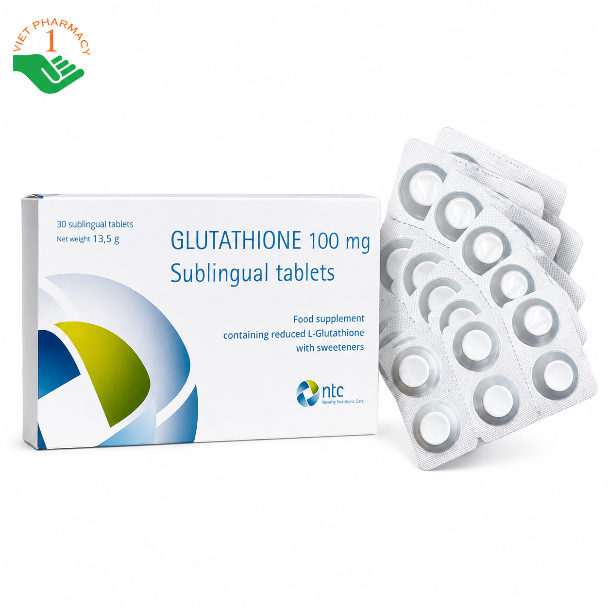 Glutathione 100mg Sublingual Tablets hỗ trợ làm sáng da, chống oxy hóa (Hộp 5 vỉ x 6 viên)