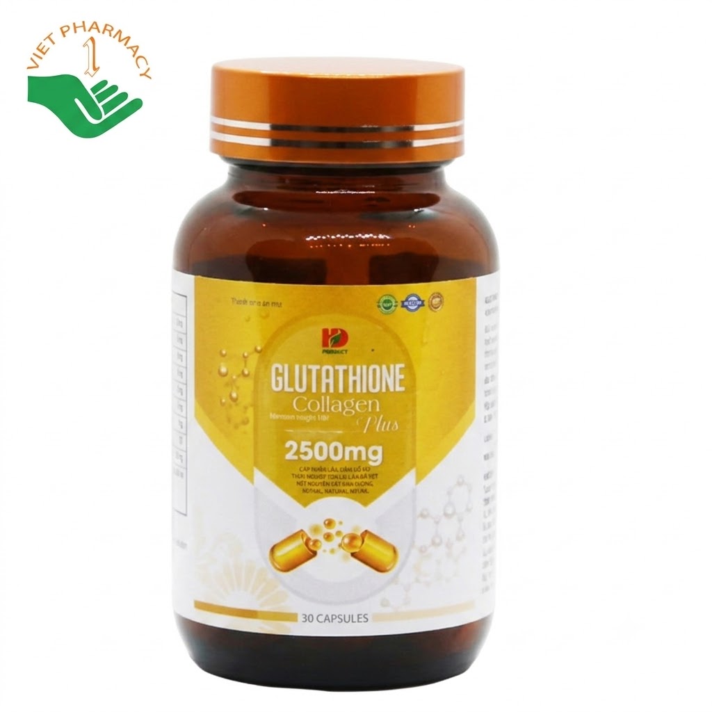Glutathione Collagen Plus 2500mg Hadaco hỗ trợ cấp ẩm, ngăn ngừa lão hóa da, gia tăng độ chắc khỏe cho xương và tim (Hộp 30 viên)