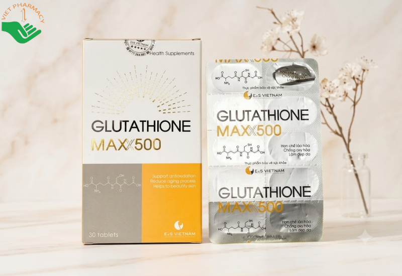 Glutathione Maxx 500 E&S giảm lão hóa, giúp da đều màu (Hộp 3 vỉ x 10 viên)