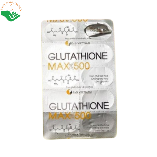 Glutathione Maxx 500 E&S giảm lão hóa, giúp da đều màu (Hộp 3 vỉ x 10 viên)