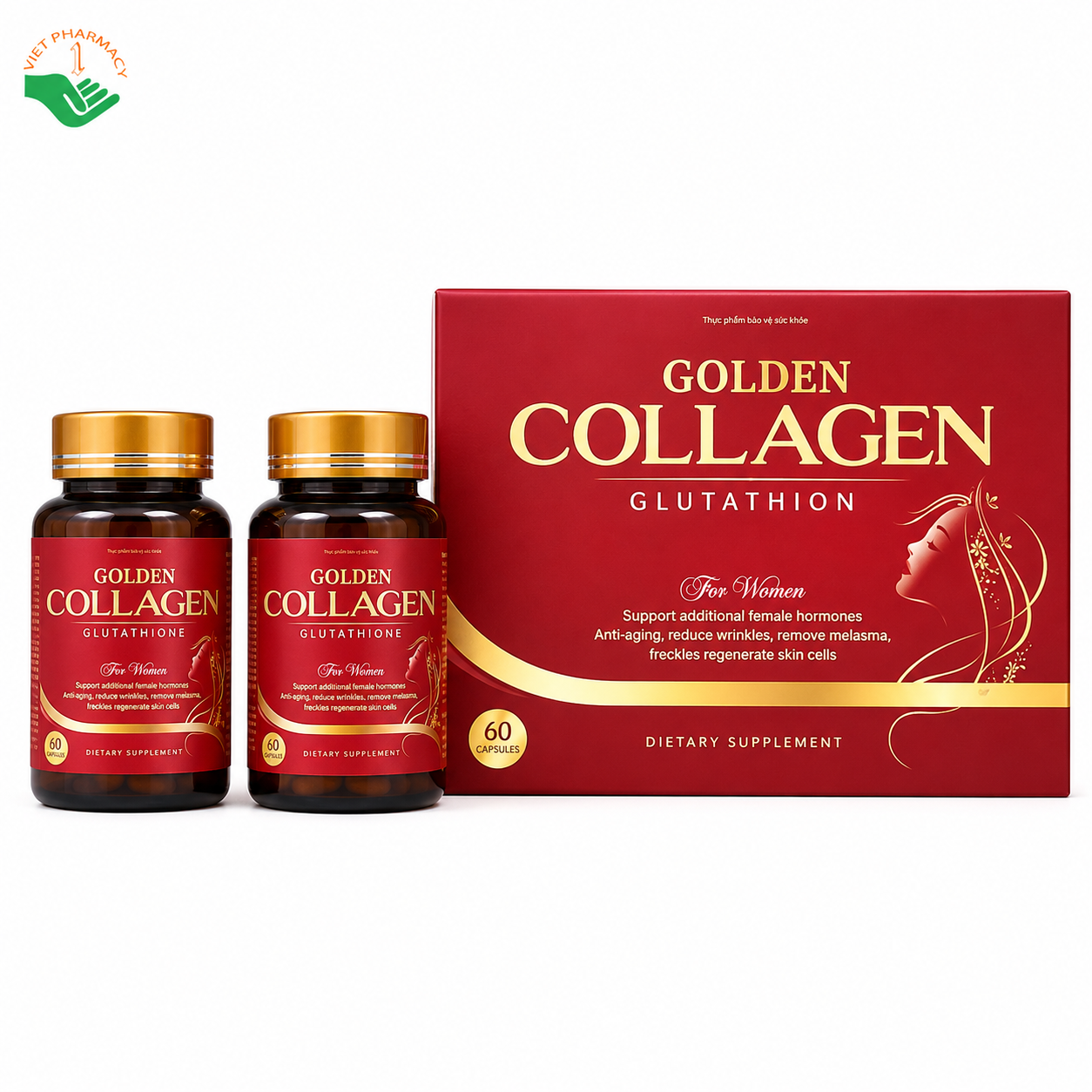 Golden Collagen Golden Smile hỗ trợ chống lão hóa, giúp da sáng mịn (Hộp 30 viên)