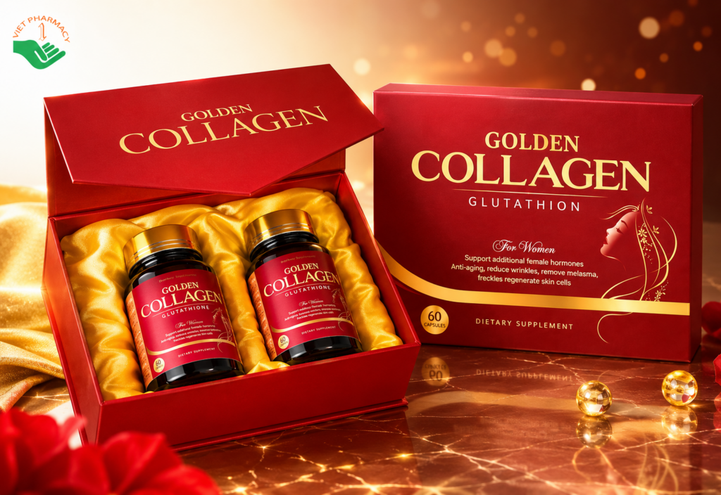 Golden Collagen Golden Smile hỗ trợ chống lão hóa, giúp da sáng mịn (Hộp 30 viên)