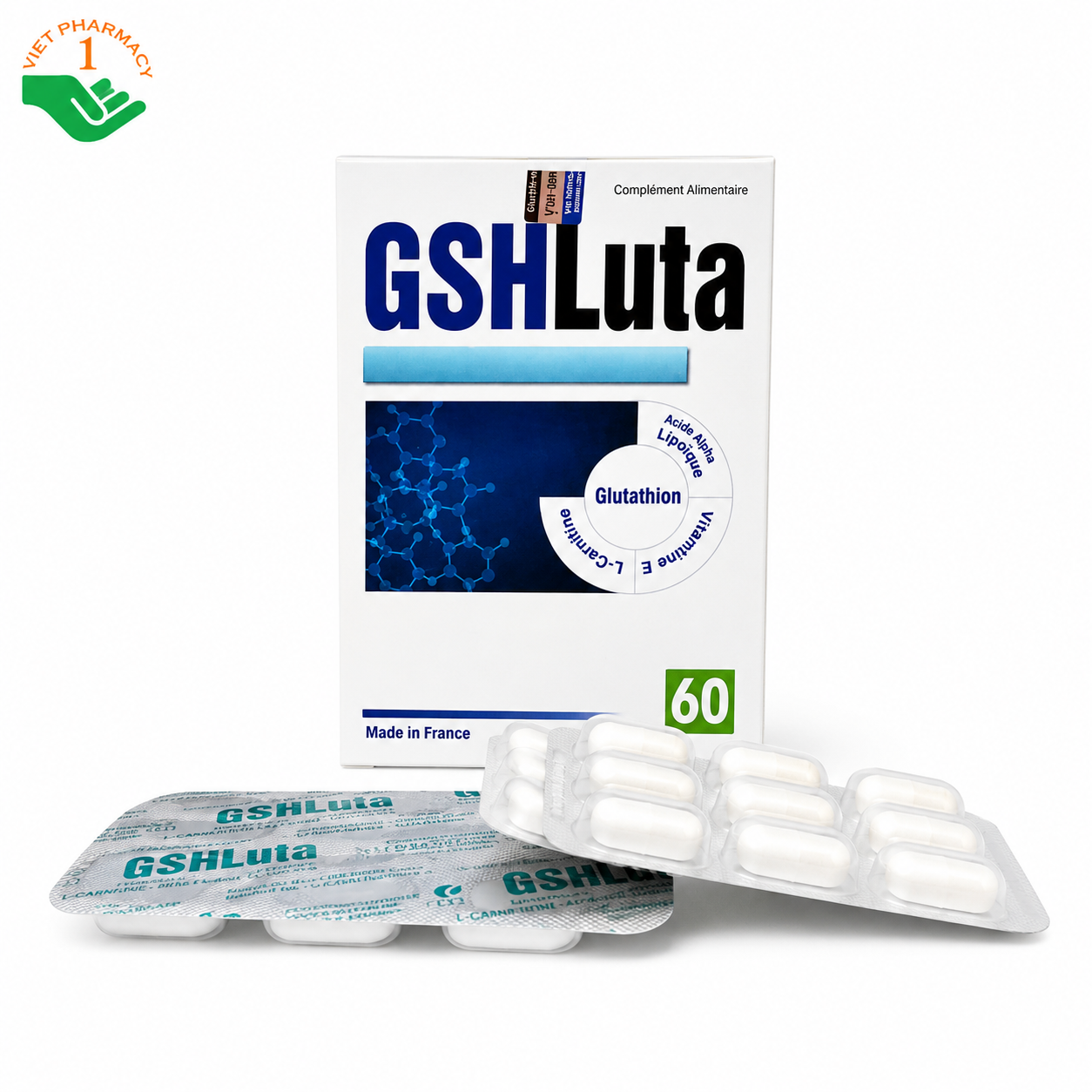 GSHLuta Strapharm bổ sung năng lượng, hỗ trợ phục hồi và bảo vệ gan, dưỡng da khỏe đẹp (Hộp 4 vỉ x 15 viên)