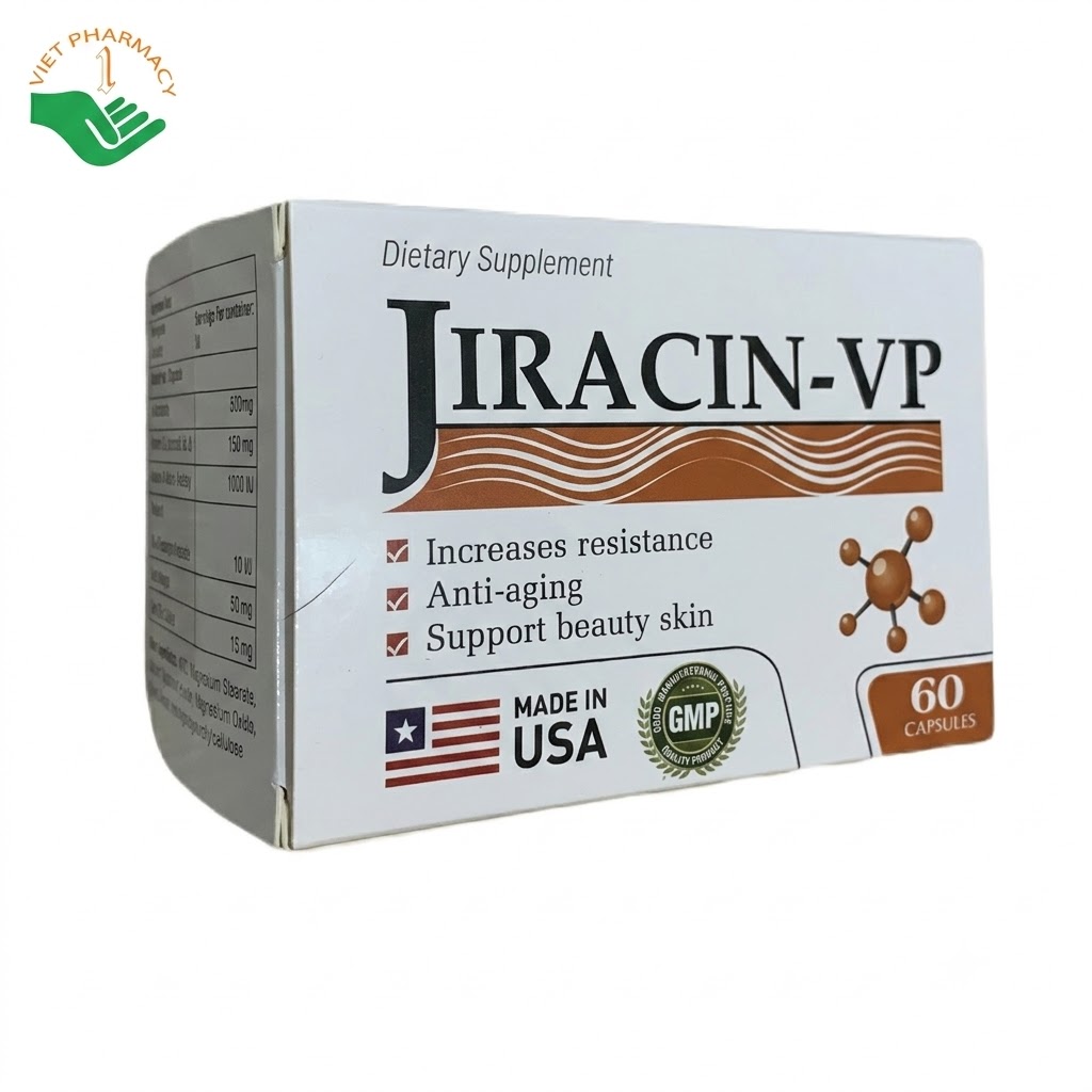 Jiracin-VP Lifebloom Corporation hỗ trợ tăng cường sức khoẻ, hỗ trợ làm đẹp da, chống lão hoá (Hộp 60 viên)
