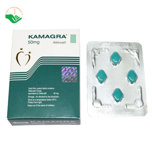 Thuốc Kamagra 50mg điều trị rối loạn chức năng sinh lý nam (Hộp 4 viên)