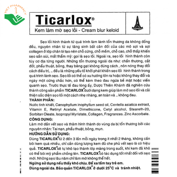 Kem bôi Ticarlox Thiên Khánh hỗ trợ làm mờ sẹo, dưỡng da (Hộp 1 tuýp 10g) - Ảnh 5