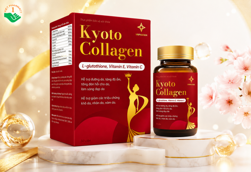 Kyoto Collagen hỗ trợ chống oxy hóa, ngăn ngừa tổn thương da (Hộp 30 viên)