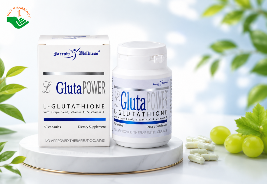 L Gluta Power Jarrow Formulas hỗ trợ trắng da, giải độc gan hiệu quả (Hộp 60 viên)